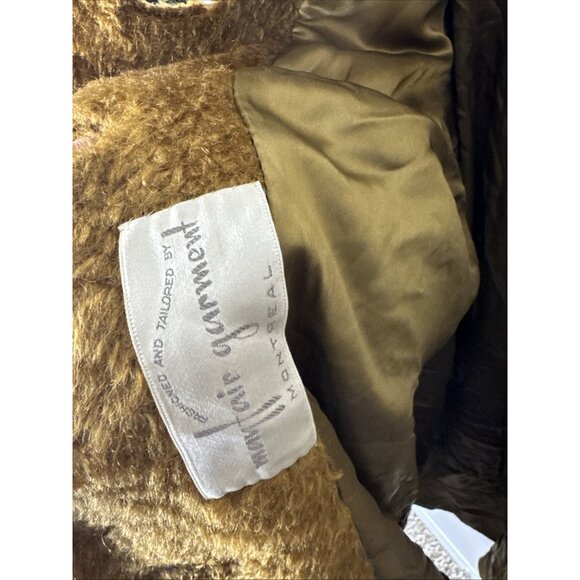 Vintage 1960s Mayfair Garment Montreal Bouclé Wool Coat Brown XL Mid Century - Picture 10 of 10